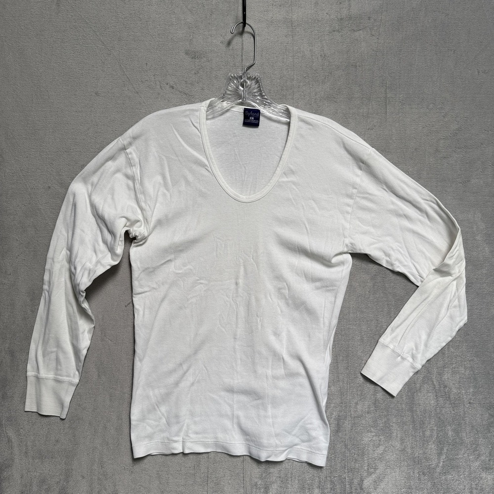 Byford Undershirt Mens Large White Long Sleeve‎ Cotton Long Johns Top Thermal